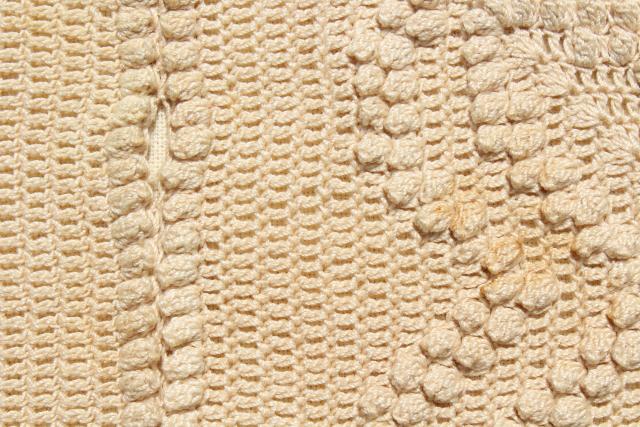 photo of antique vintage coverlet, popcorn crochet bedspread, handmade crocheted lace spread #3