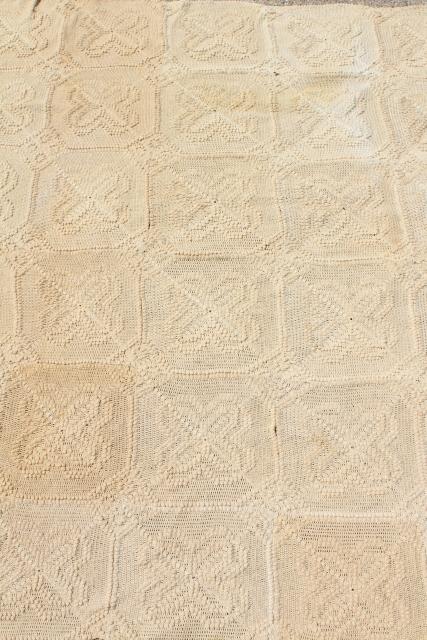 photo of antique vintage coverlet, popcorn crochet bedspread, handmade crocheted lace spread #7