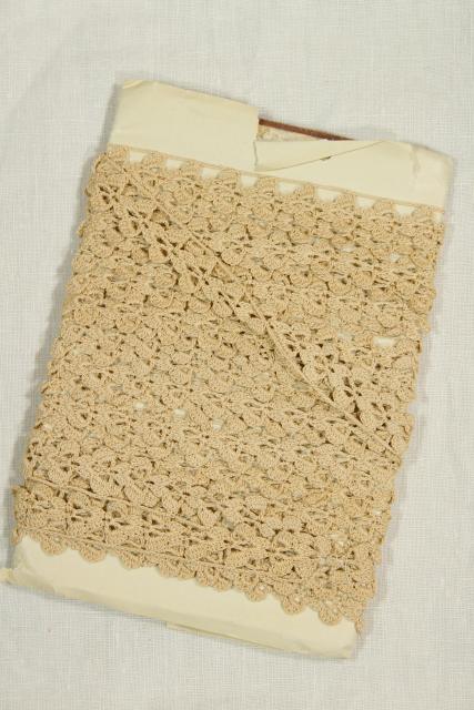 photo of antique vintage crocheted lace, clover picot edging handmade crochet trim #3