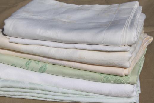 photo of antique & vintage damask table linens, wedding tablecloths & napkins mixed linen huge lot #12