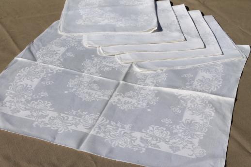 photo of antique & vintage damask table linens, wedding tablecloths & napkins mixed linen huge lot #13