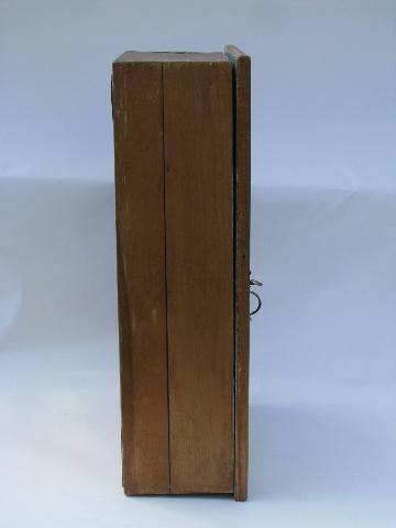 photo of antique vintage dovetailed wood shaving cabinet w/ mirror #4