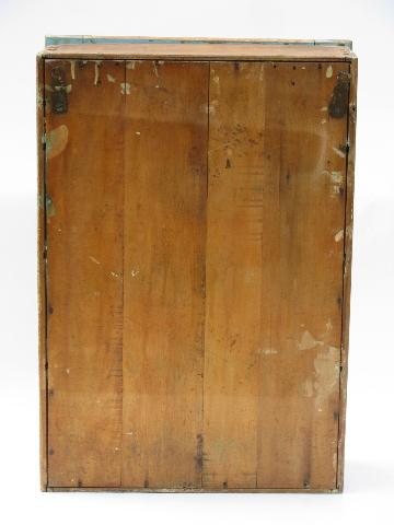 photo of antique vintage dovetailed wood shaving cabinet w/ mirror #5