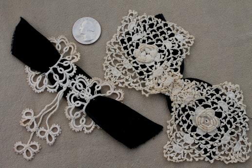 photo of antique vintage dress trimmings, lace collars, crochet cap, fancywork embroidery trims #9