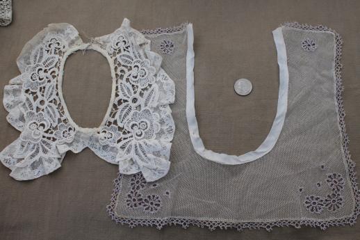 photo of antique vintage dress trimmings, lace collars, crochet cap, fancywork embroidery trims #15