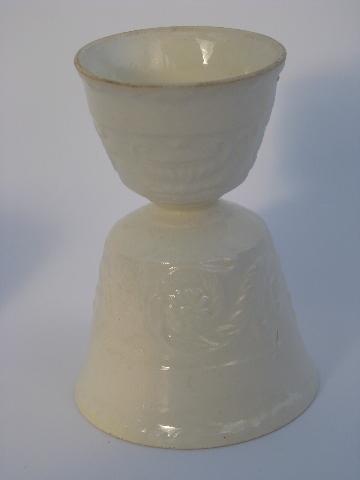 photo of antique vintage embossed creamware china egg cups #2