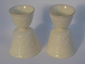 catalog photo of antique vintage embossed creamware china egg cups