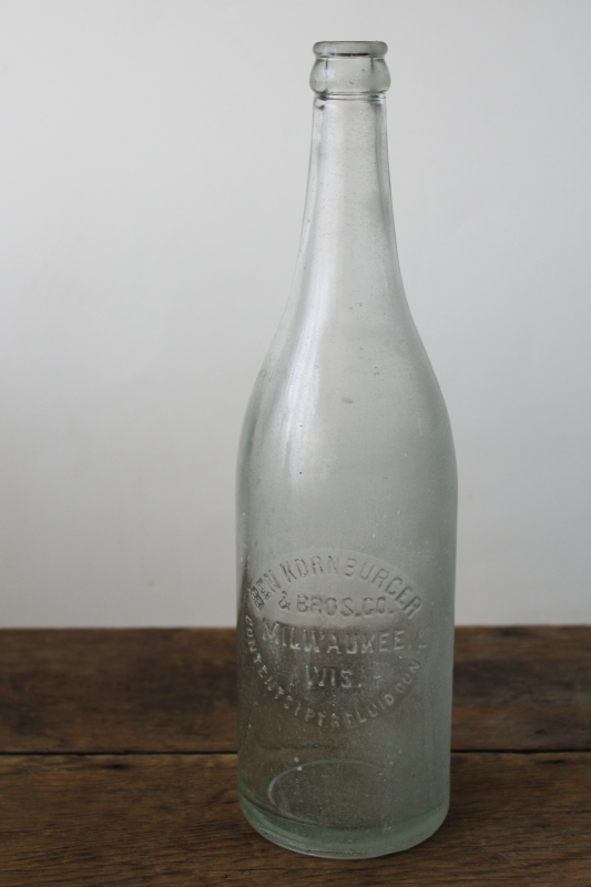 photo of antique vintage embossed glass bottle Ben Kornburger & Sons Milwaukee bottle pre prohibition  #1