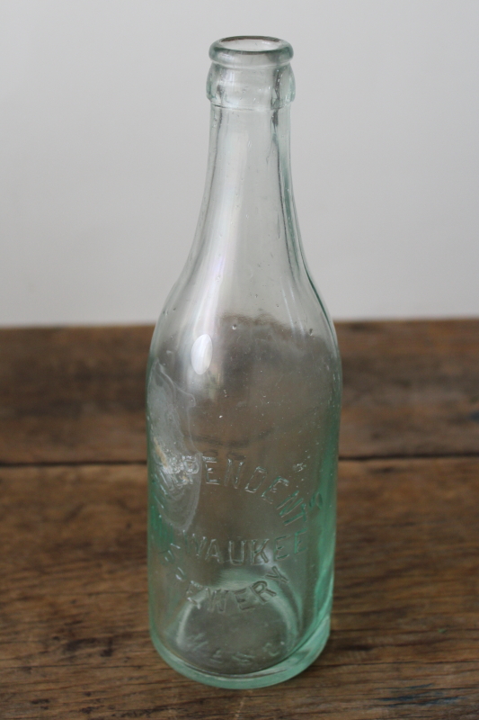 photo of antique vintage embossed glass bottle Independent Milwaukee Brewery bottle pre prohibition?  #1