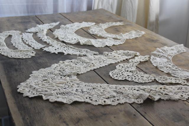 photo of antique vintage embroidered needle lace collars, button hole stitching & embroidery #1