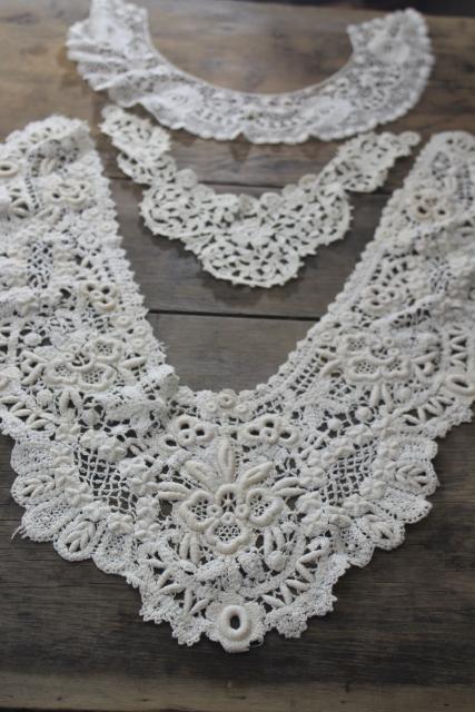 photo of antique vintage embroidered needle lace collars, button hole stitching & embroidery #12