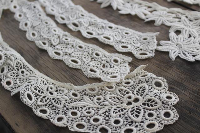 photo of antique vintage embroidered needle lace collars, button hole stitching & embroidery #17