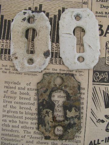 photo of antique & vintage escutcheon keyhole shape face plate hardware lot #3