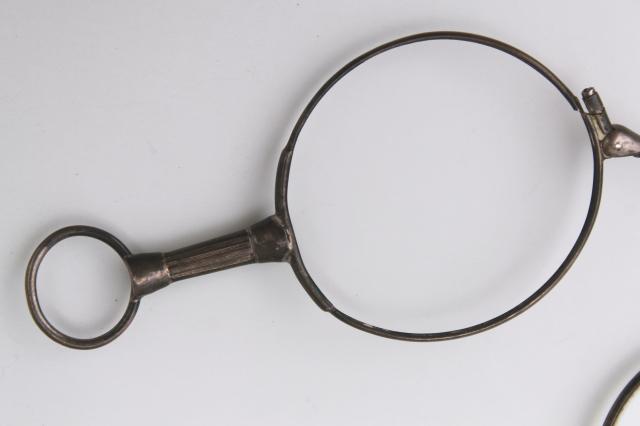 photo of antique vintage eyeglasses frames, sterling silver lorgnette opera glasses #9