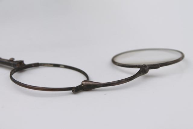 photo of antique vintage eyeglasses frames, sterling silver lorgnette opera glasses #10