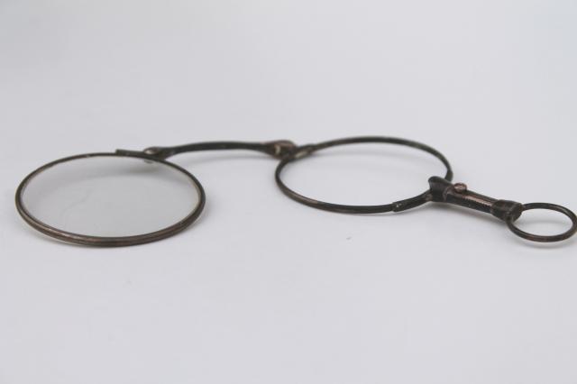 photo of antique vintage eyeglasses frames, sterling silver lorgnette opera glasses #11