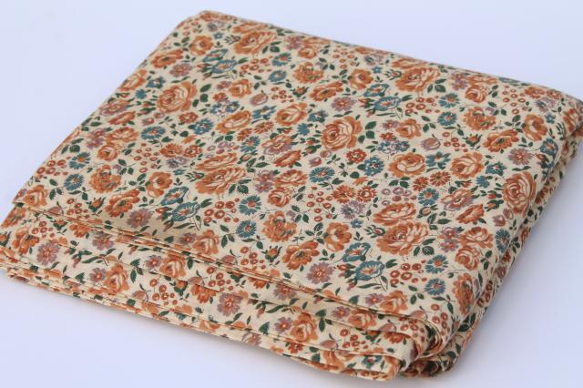 photo of antique vintage fabric, bittersweet orange roses print lightweight cotton lawn or voile #4