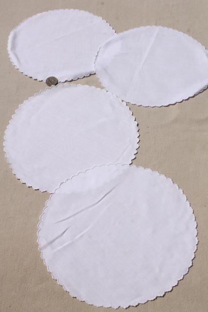 photo of antique vintage fabric doilies w/ white work Madeira embroidery, table mats & tray cloth #3