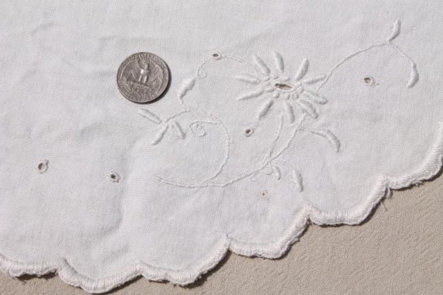 photo of antique vintage fabric doilies w/ white work Madeira embroidery, table mats & tray cloth #7