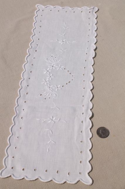 photo of antique vintage fabric doilies w/ white work Madeira embroidery, table mats & tray cloth #12