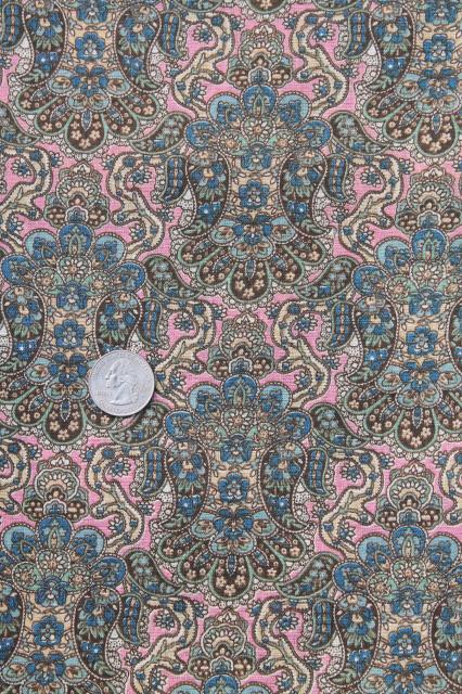 photo of antique vintage fabric, pink paisley print lightweight cotton lawn or voile #1