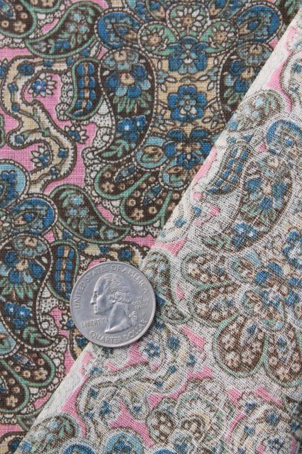 photo of antique vintage fabric, pink paisley print lightweight cotton lawn or voile #3