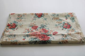 catalog photo of antique vintage fabric, soft crisp light cotton lawn w/ floral needlework look print 