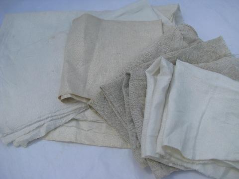 photo of antique vintage flax & linen fabric lot, heirloom sewing needlework sampler fabrics #1