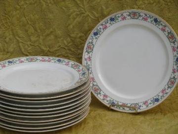 catalog photo of antique vintage floral Pope-Gosser china dinner plates, set of 12