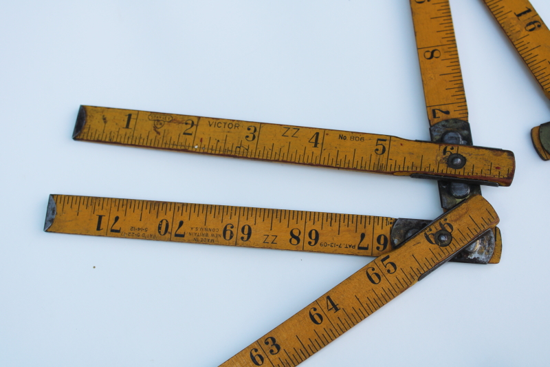 photo of antique vintage folding wood measure, Stanley Victor 806 measuring tool 2 yards yardstick ruler  #2