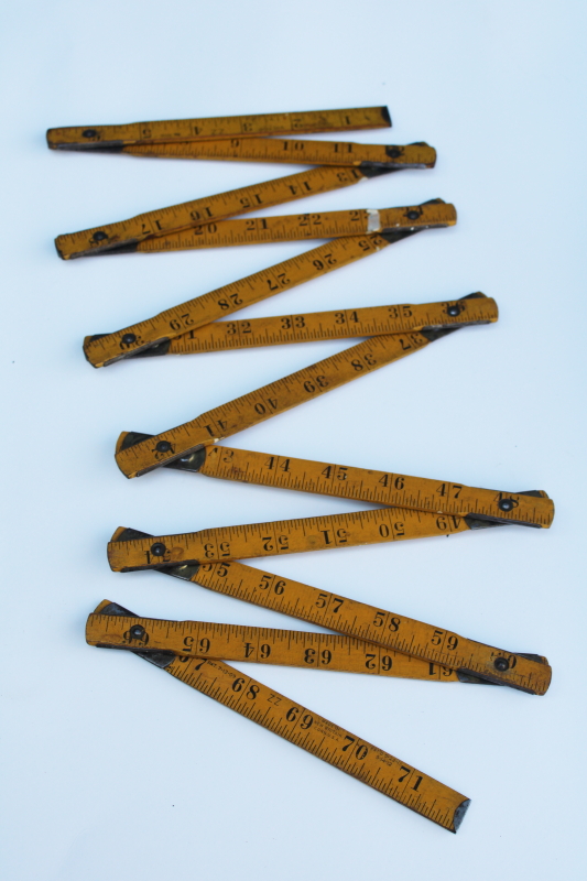 photo of antique vintage folding wood measure, Stanley Victor 806 measuring tool 2 yards yardstick ruler  #4