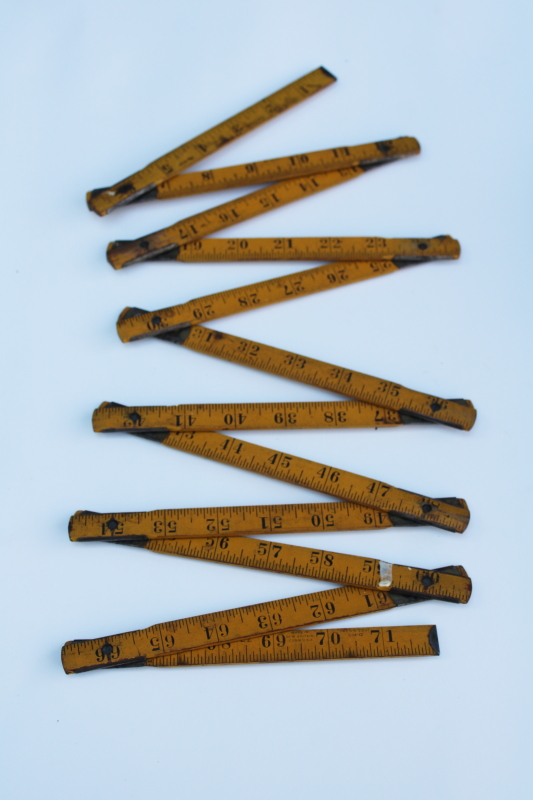 photo of antique vintage folding wood measure, Stanley Victor 806 measuring tool 2 yards yardstick ruler  #6