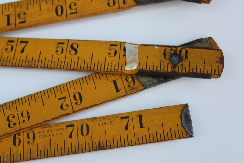 photo of antique vintage folding wood measure, Stanley Victor 806 measuring tool 2 yards yardstick ruler  #7