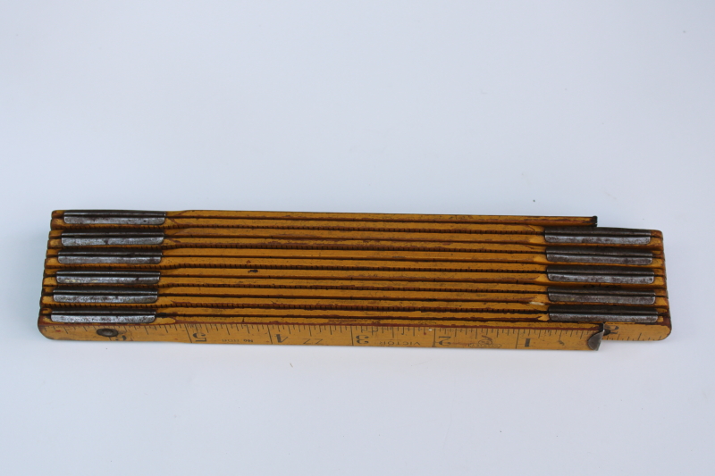 photo of antique vintage folding wood measure, Stanley Victor 806 measuring tool 2 yards yardstick ruler  #8