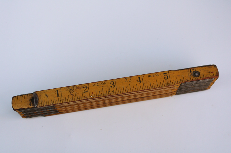 photo of antique vintage folding wood measure, Stanley Victor 806 measuring tool 2 yards yardstick ruler  #9