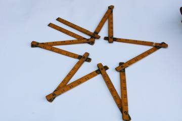 catalog photo of antique vintage folding wood measure, Stanley Victor 806 measuring tool 2 yards yardstick ruler 