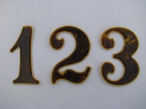 photo of antique vintage french ivory and faux tortoiseshell architectural sign numbers #1