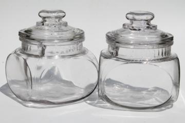 catalog photo of antique vintage glass canisters, store counter tobacco / candy jars w/ 1900 patent date