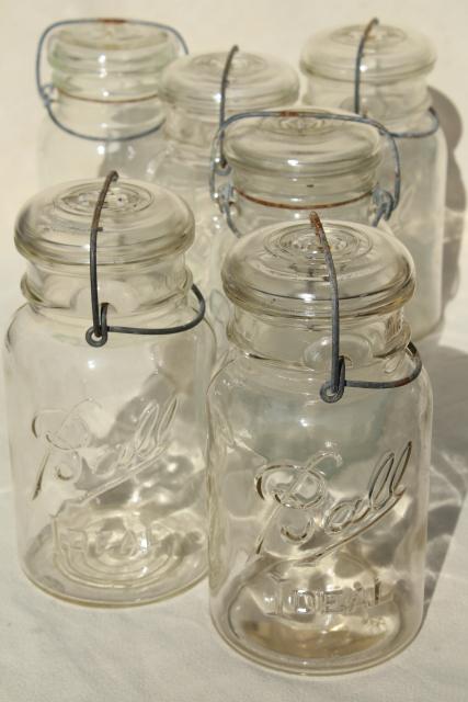 photo of antique vintage glass canning jars w/ bail lids, Ball Ideal jars #1