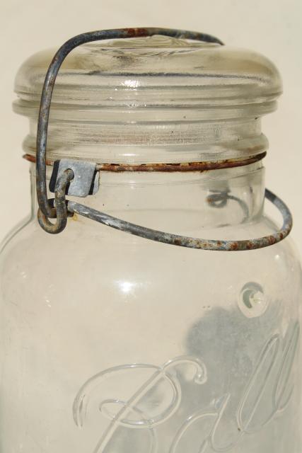 photo of antique vintage glass canning jars w/ bail lids, Ball Ideal jars #2