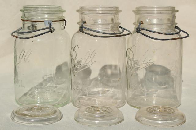 photo of antique vintage glass canning jars w/ bail lids, Ball Ideal jars #5