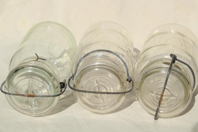 photo of antique vintage glass canning jars w/ bail lids, Ball Ideal jars #6