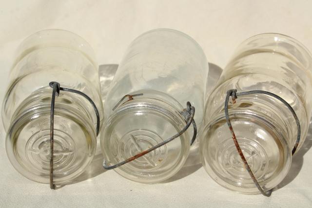 photo of antique vintage glass canning jars w/ bail lids, Ball Ideal jars #10