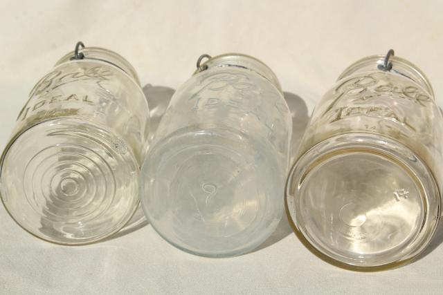 photo of antique vintage glass canning jars w/ bail lids, Ball Ideal jars #11