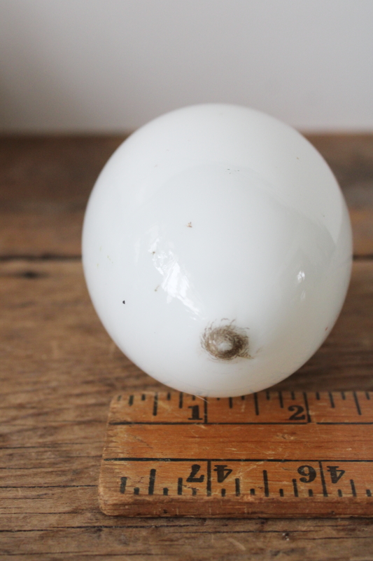 photo of antique vintage hand blown milk glass nest egg, large goose egg size Easter egg spring decor  #2