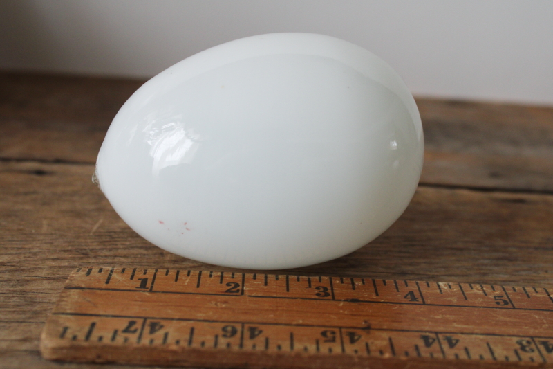 photo of antique vintage hand blown milk glass nest egg, large goose egg size Easter egg spring decor  #3