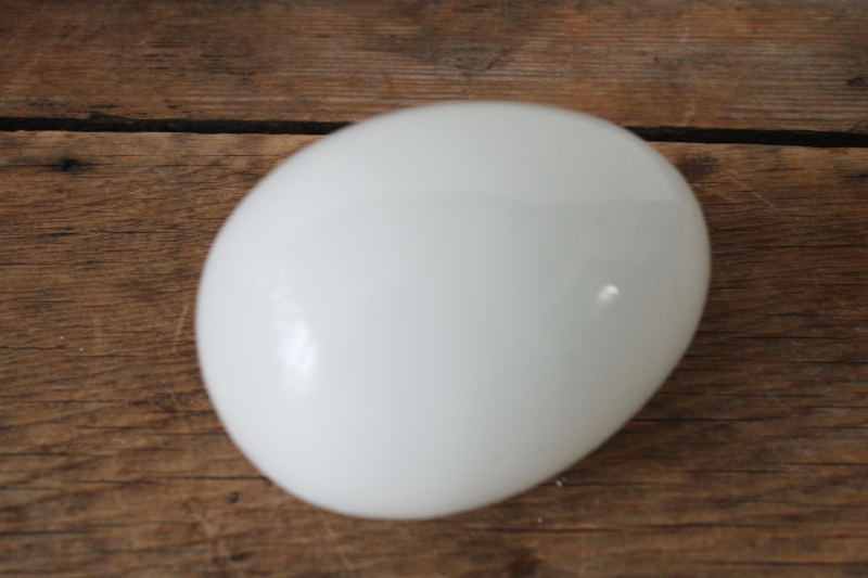 photo of antique vintage hand blown milk glass nest egg, large goose egg size Easter egg spring decor  #4