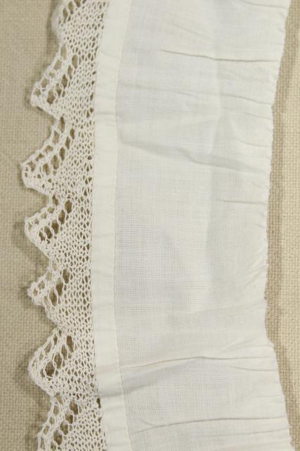 photo of antique vintage hand knitted lace flounce, fine cotton ruffle baby trim thread lace edging #3