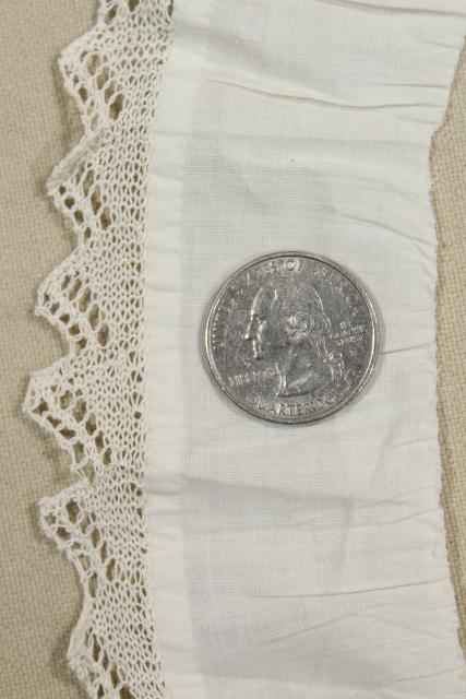 photo of antique vintage hand knitted lace flounce, fine cotton ruffle baby trim thread lace edging #4