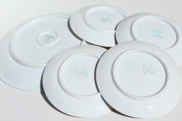 photo of antique vintage hand painted Prussia china dessert set, tray & cake plates #3